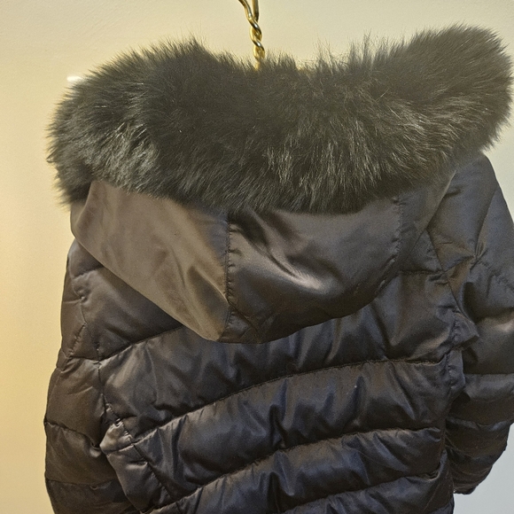 Authentic Prada Puffer Down Fox Fur Jacket with Metal Logo - Picture 2 of 14